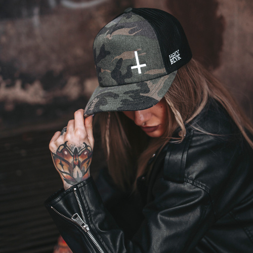 Inverted Cross Camo Trucker Snapback