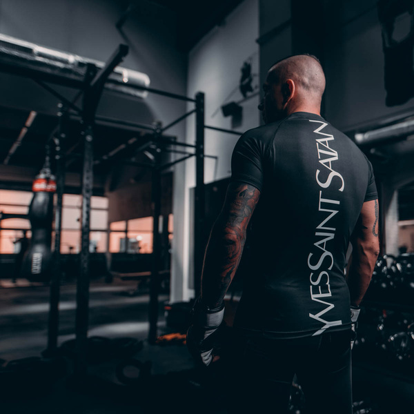 YvesSaintSatan training rashguard tshirt